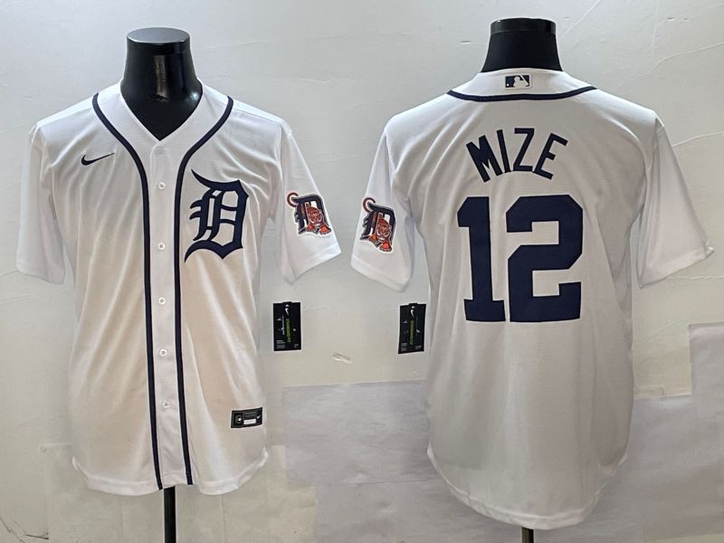 Men Detroit Tigers #12 Mize White Game 2025 Nike MLB Jersey style 1